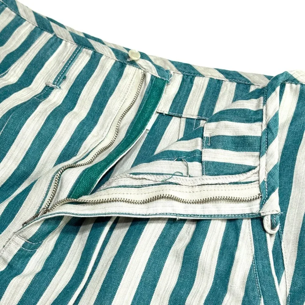 Vintage 80s Esprit Sport Denim Pencil Skirt Vertical Stripe Green White Pockets - Picture 8 of 15